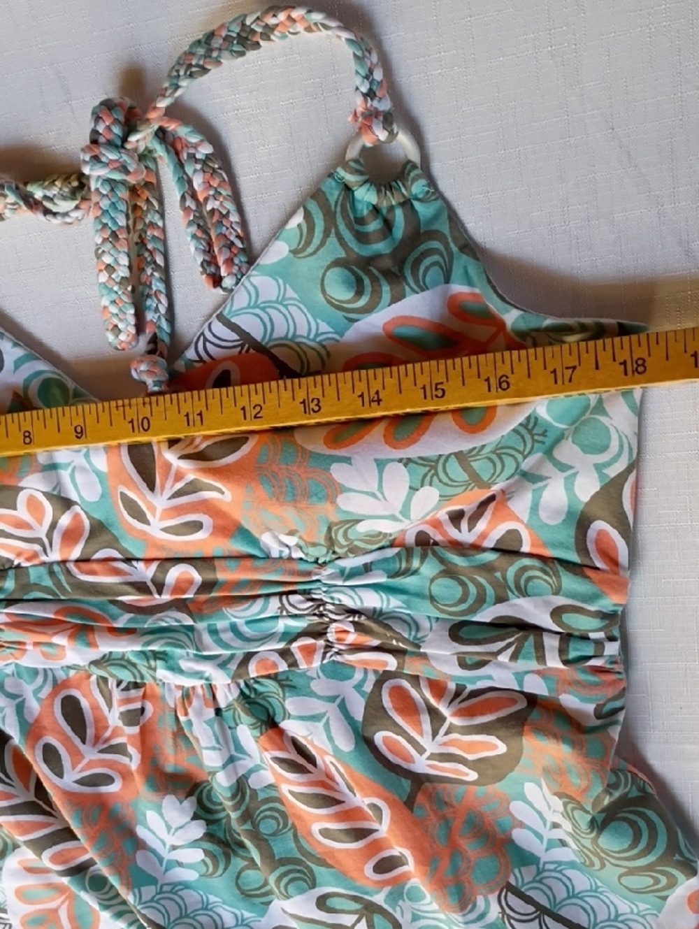Tommy Bahama Women's Summer Dress Light Aqua & Coral Printed Halter Size L - Picture 4 of 8